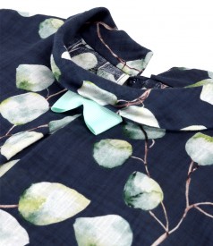 Casual cotton blouse with viscose printed with floral motifs