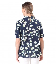 Casual cotton blouse with viscose printed with floral motifs