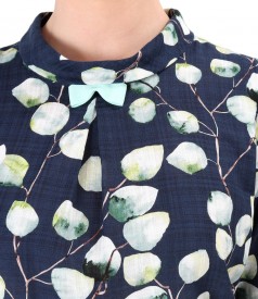 Casual cotton blouse with viscose printed with floral motifs