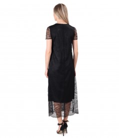 Lace dress with brooch at the neckline