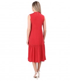 Midi dress with ruffles made of viscose printed with dots