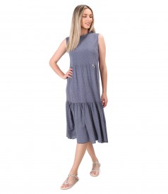 Midi dress with ruffle made of viscose printed with dots