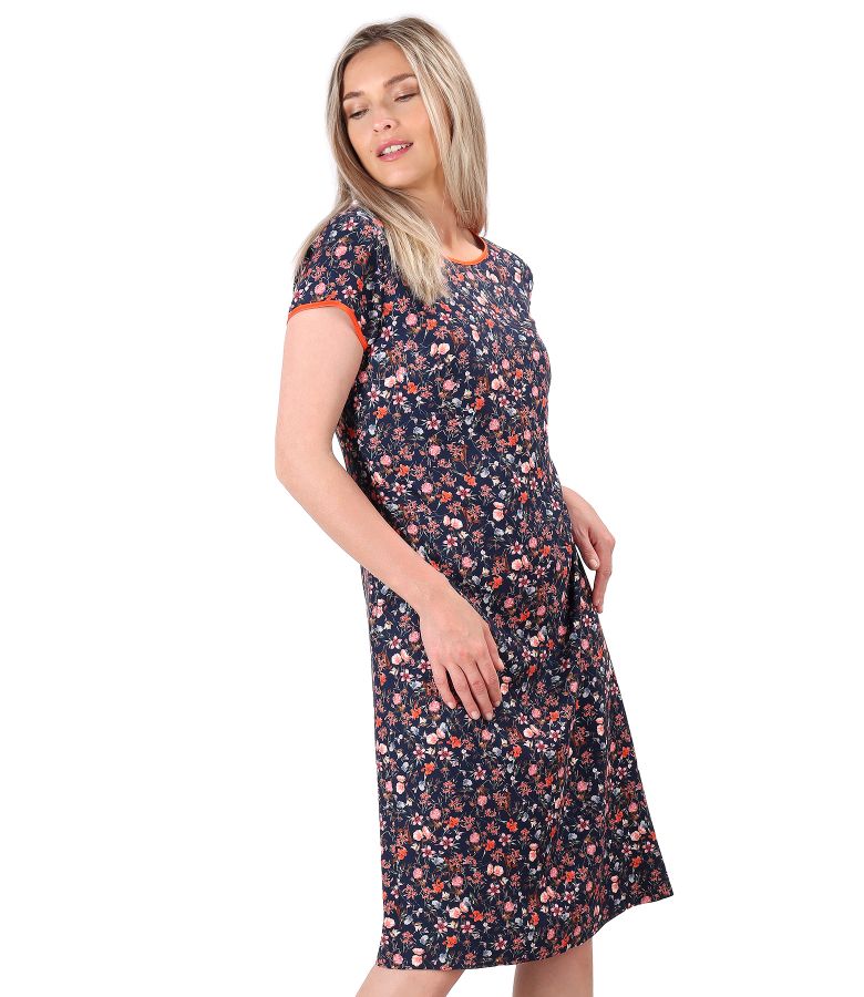 Viscose dress printed with floral motifs