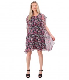 Butterfly veil dress printed with floral motifs