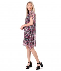 Butterfly veil dress printed with floral motifs