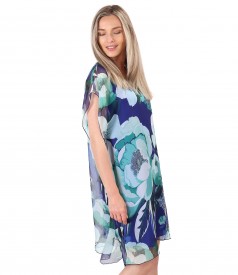 Butterfly veil dress printed with floral motifs