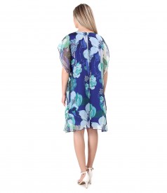 Butterfly veil dress printed with floral motifs