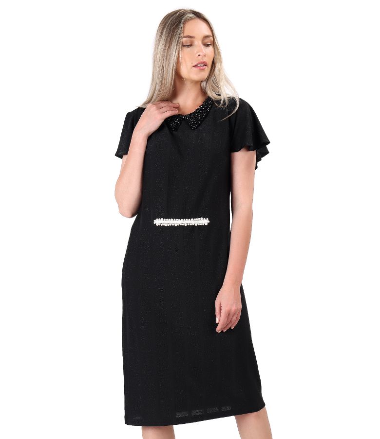 Elegant viscose dress with metallic thread