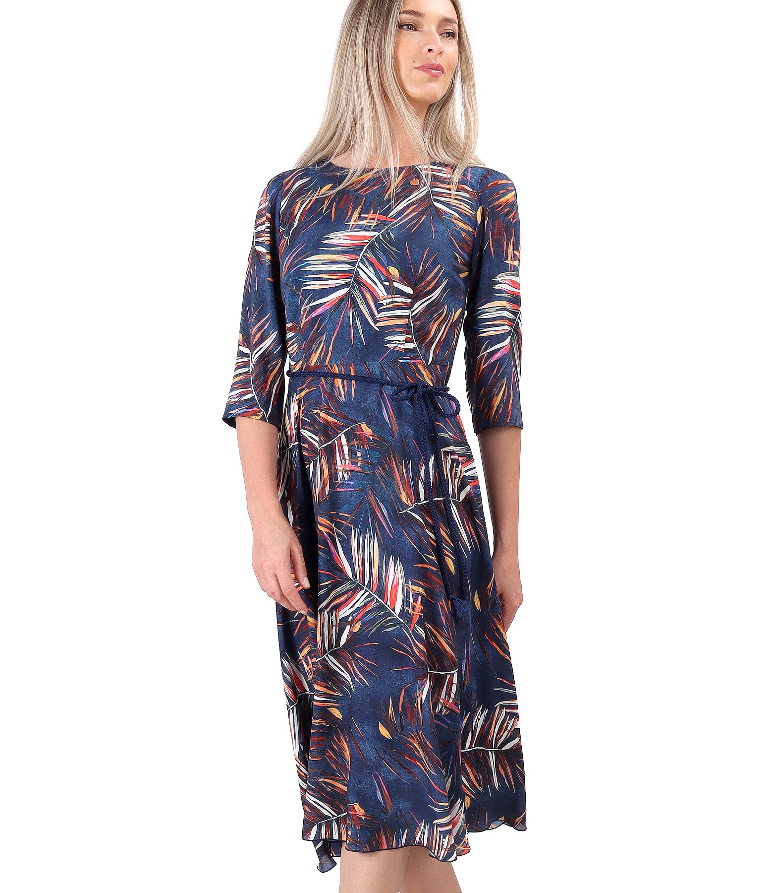 Viscose dress printed with floral motifs print - YOKKO