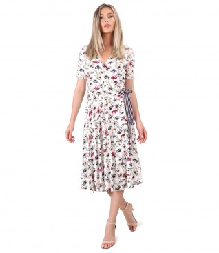 Midi dress made of elastic jersey printed with floral motifs