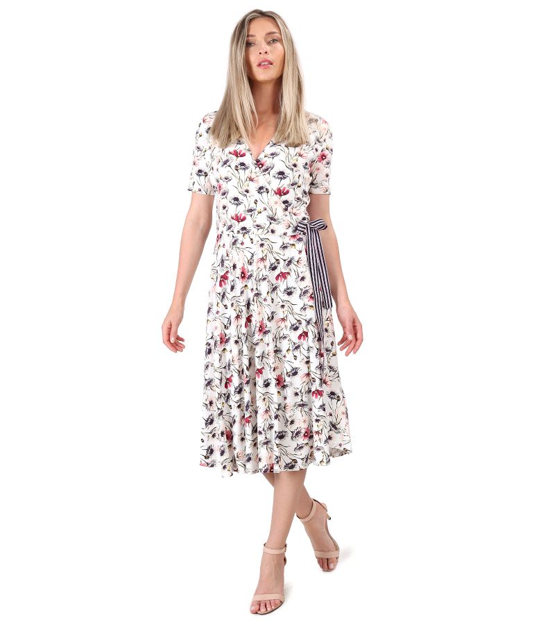 Midi dress made of elastic jersey printed with floral motifs