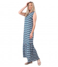 Long dress with ruffle made of printed viscose