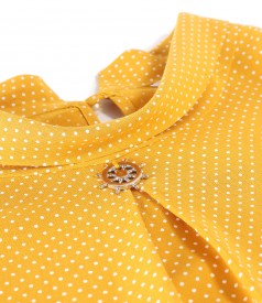 Viscose blouse printed with dots and round collar