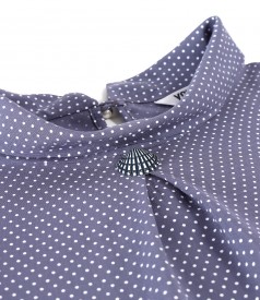 Viscose blouse printed with dots and round collar