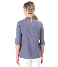 Viscose blouse printed with dots and round collar