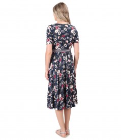 Midi dress made of elastic jersey printed with floral motifs