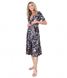 Midi dress made of elastic jersey printed with floral motifs