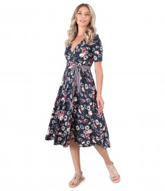 Midi dress made of elastic jersey printed with floral motifs