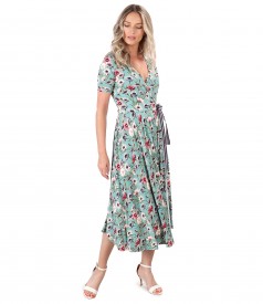 Midi dress made of elastic jersey printed with floral motifs