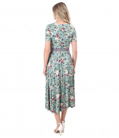 Midi dress made of elastic jersey printed with floral motifs