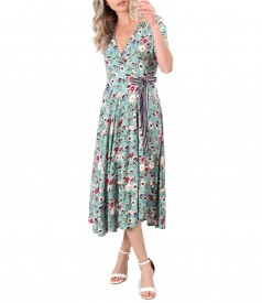 Midi dress made of elastic jersey printed with floral motifs
