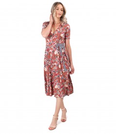 Midi dress made of elastic jersey printed with floral motifs