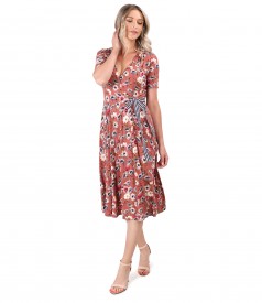 Midi dress made of elastic jersey printed with floral motifs