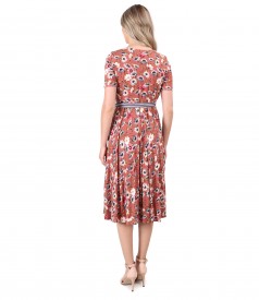 Midi dress made of elastic jersey printed with floral motifs