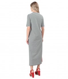 Long dress in elastic striped jersey