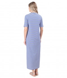 Long dress in elastic striped jersey