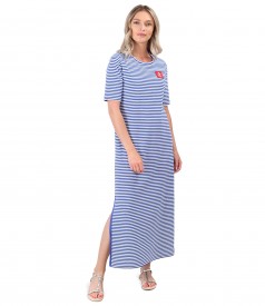 Long dress in elastic striped jersey