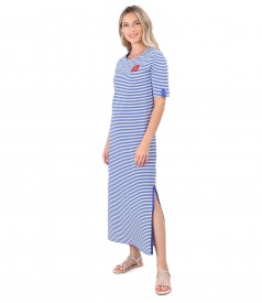 Long dress in elastic striped jersey