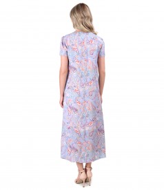 Viscose midi dress printed with paisley motifs