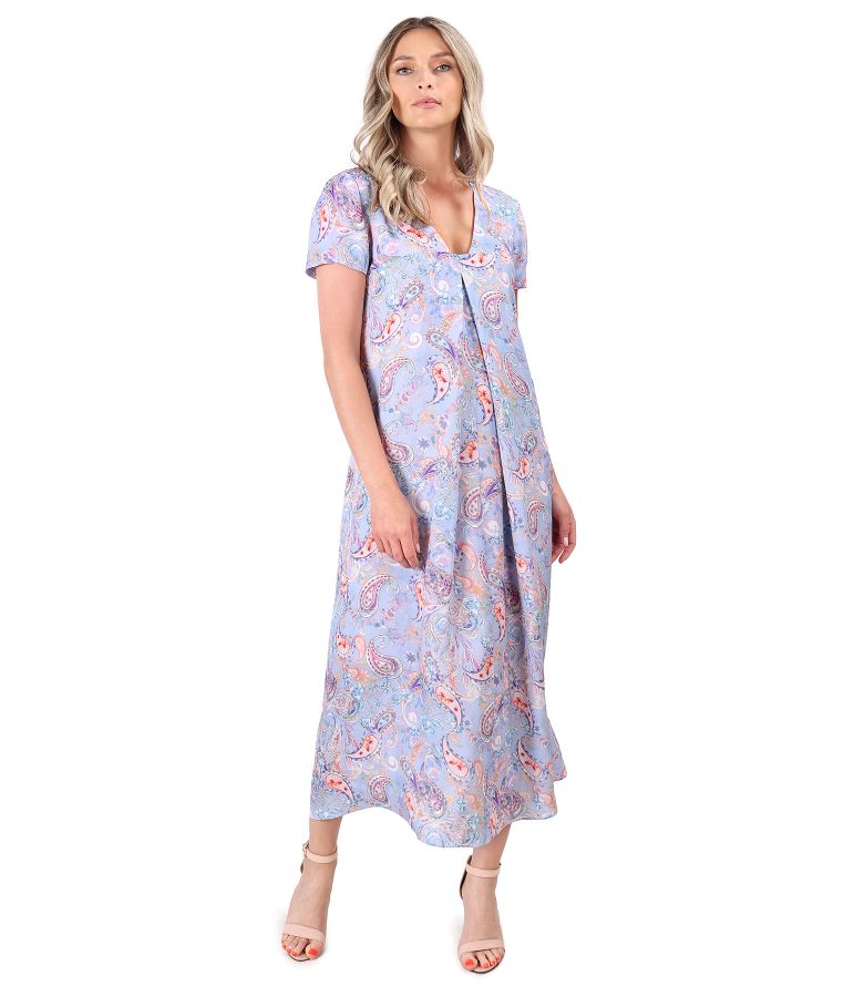 Viscose midi dress printed with paisley motifs