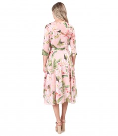 Printed veil dress with oversized flowers