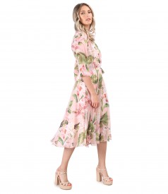 Printed veil dress with oversized flowers