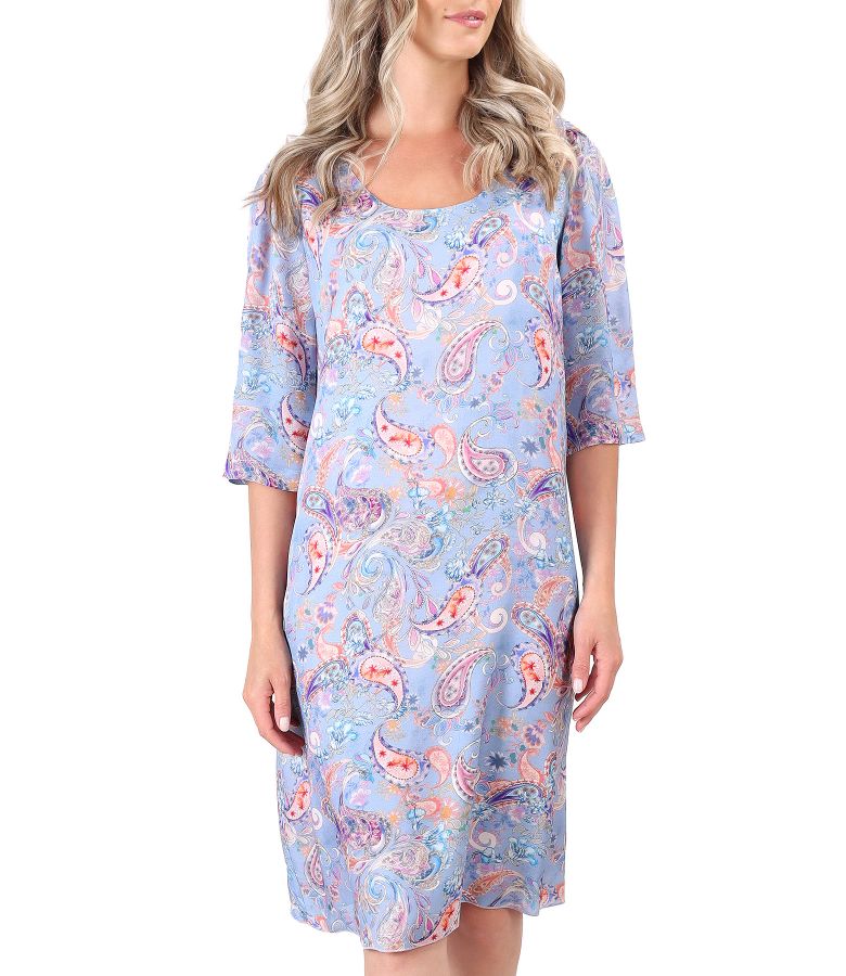 Casual viscose dress printed with paisley motifs