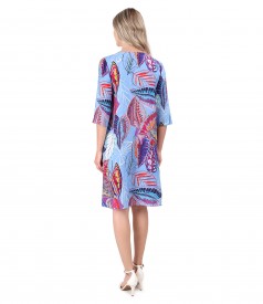 Casual dress in natural cupro fabric with digital print