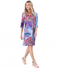 Casual dress in natural cupro fabric with digital print