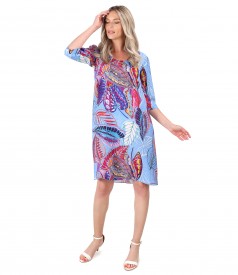 Casual dress in natural cupro fabric with digital print