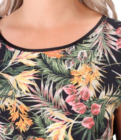 Blouse with front printed with floral motifs