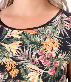 Blouse with front printed with floral motifs