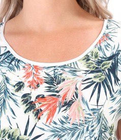 Blouse with printed viscose front
