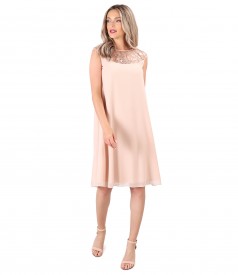 Flared dress with sequin lace front