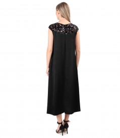 Midi dress with sequin lace front