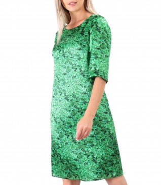 Casual dress made of natural silk with floral motifs