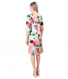 Casual dress made of natural silk with floral motifs