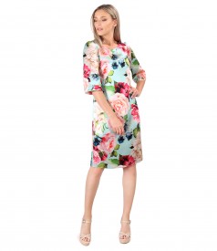 Casual dress made of natural silk with floral motifs