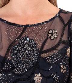 Long dress with sequin embroidery