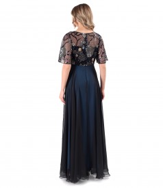 Long dress with sequin embroidery